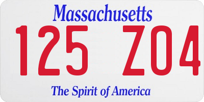 MA license plate 125ZO4