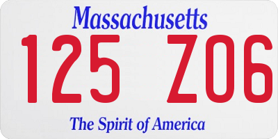 MA license plate 125ZO6