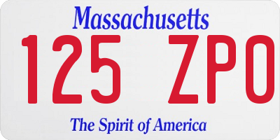 MA license plate 125ZP0