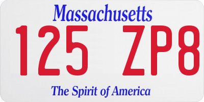 MA license plate 125ZP8