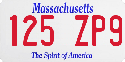 MA license plate 125ZP9