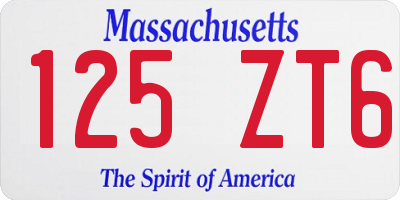 MA license plate 125ZT6