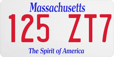 MA license plate 125ZT7