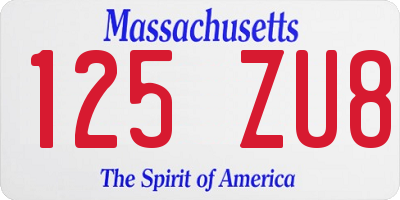 MA license plate 125ZU8