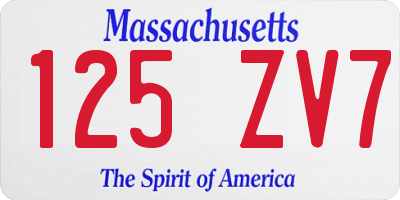 MA license plate 125ZV7