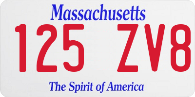 MA license plate 125ZV8