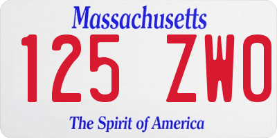 MA license plate 125ZW0