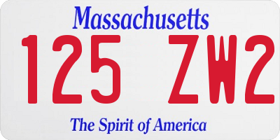 MA license plate 125ZW2