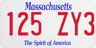 MA license plate 125ZY3