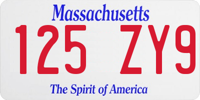 MA license plate 125ZY9