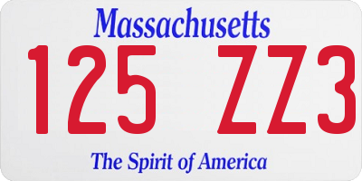 MA license plate 125ZZ3