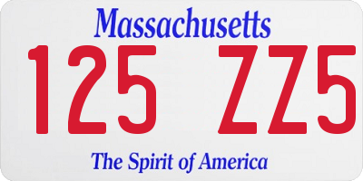 MA license plate 125ZZ5