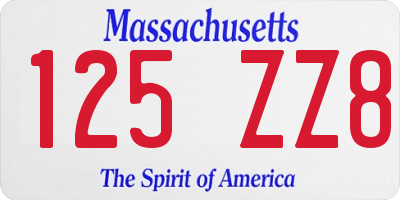 MA license plate 125ZZ8