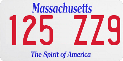 MA license plate 125ZZ9