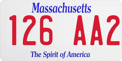 MA license plate 126AA2
