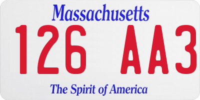 MA license plate 126AA3