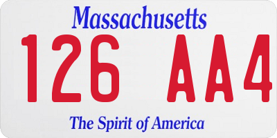 MA license plate 126AA4