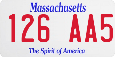 MA license plate 126AA5
