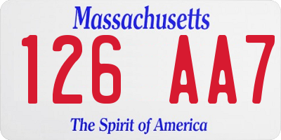MA license plate 126AA7