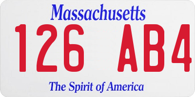 MA license plate 126AB4