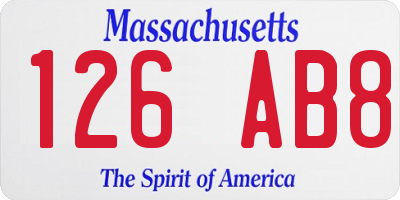 MA license plate 126AB8