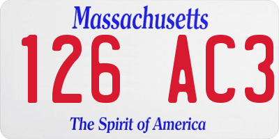 MA license plate 126AC3