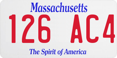 MA license plate 126AC4