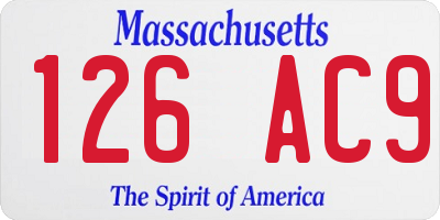 MA license plate 126AC9