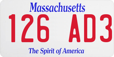 MA license plate 126AD3