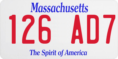 MA license plate 126AD7