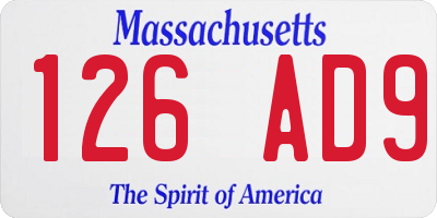 MA license plate 126AD9