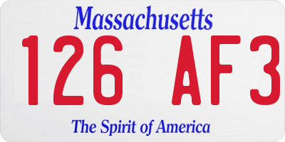 MA license plate 126AF3