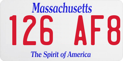 MA license plate 126AF8