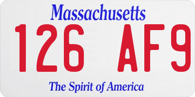 MA license plate 126AF9