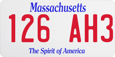 MA license plate 126AH3
