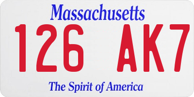 MA license plate 126AK7