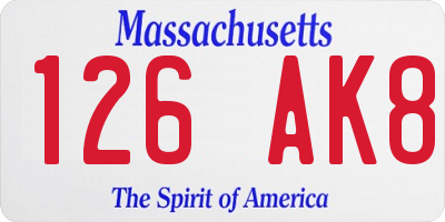 MA license plate 126AK8