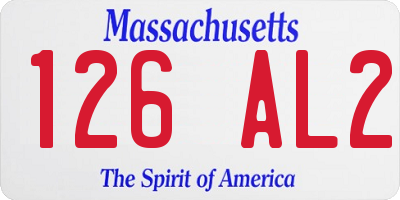 MA license plate 126AL2