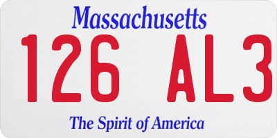 MA license plate 126AL3