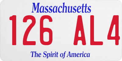MA license plate 126AL4