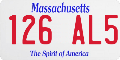 MA license plate 126AL5