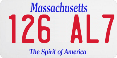 MA license plate 126AL7