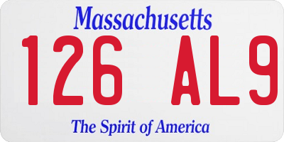 MA license plate 126AL9