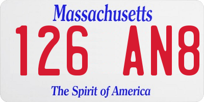MA license plate 126AN8