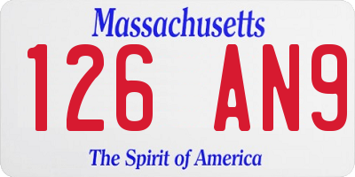 MA license plate 126AN9