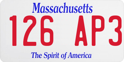 MA license plate 126AP3