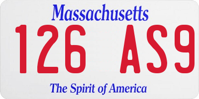 MA license plate 126AS9