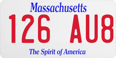 MA license plate 126AU8