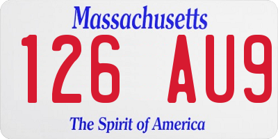 MA license plate 126AU9