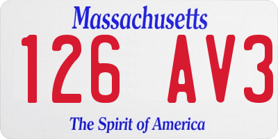 MA license plate 126AV3